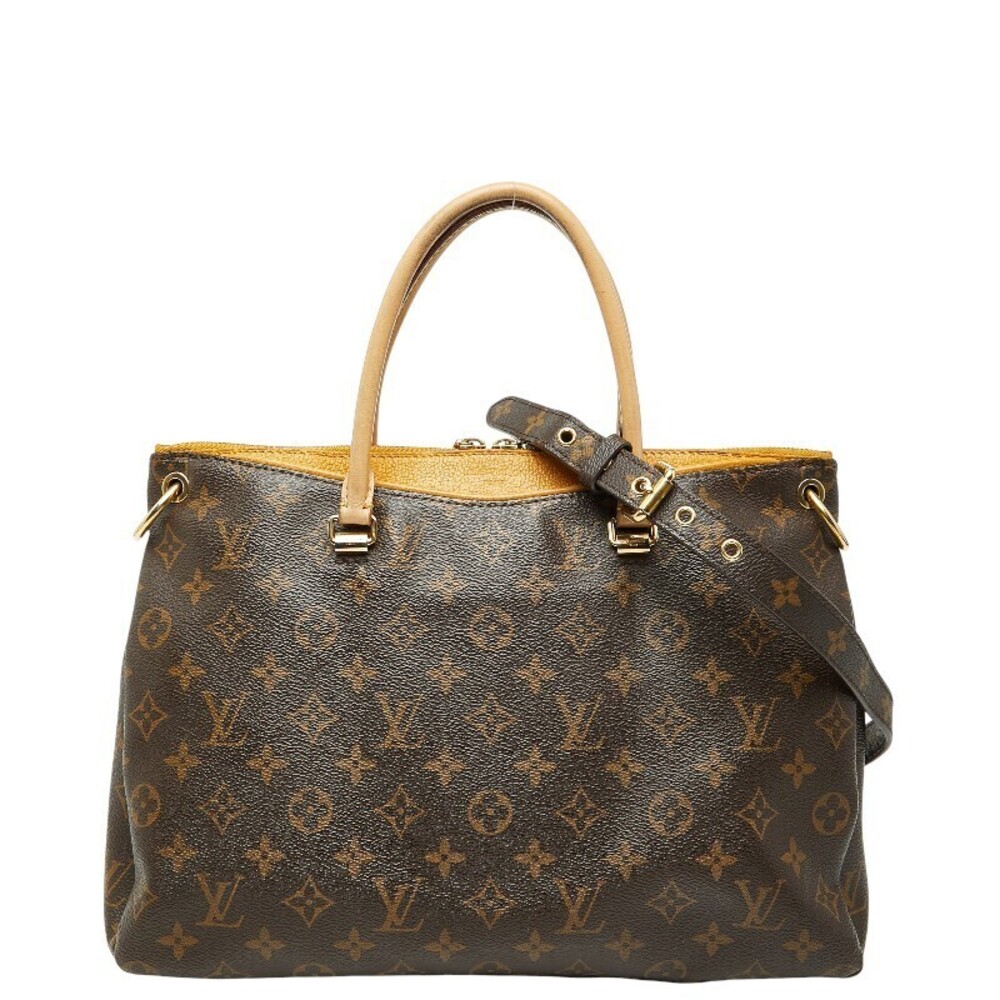 Louis Vuitton Monogram Pallas 2way Shoulder Bag Saffron Yellow Brown Leather